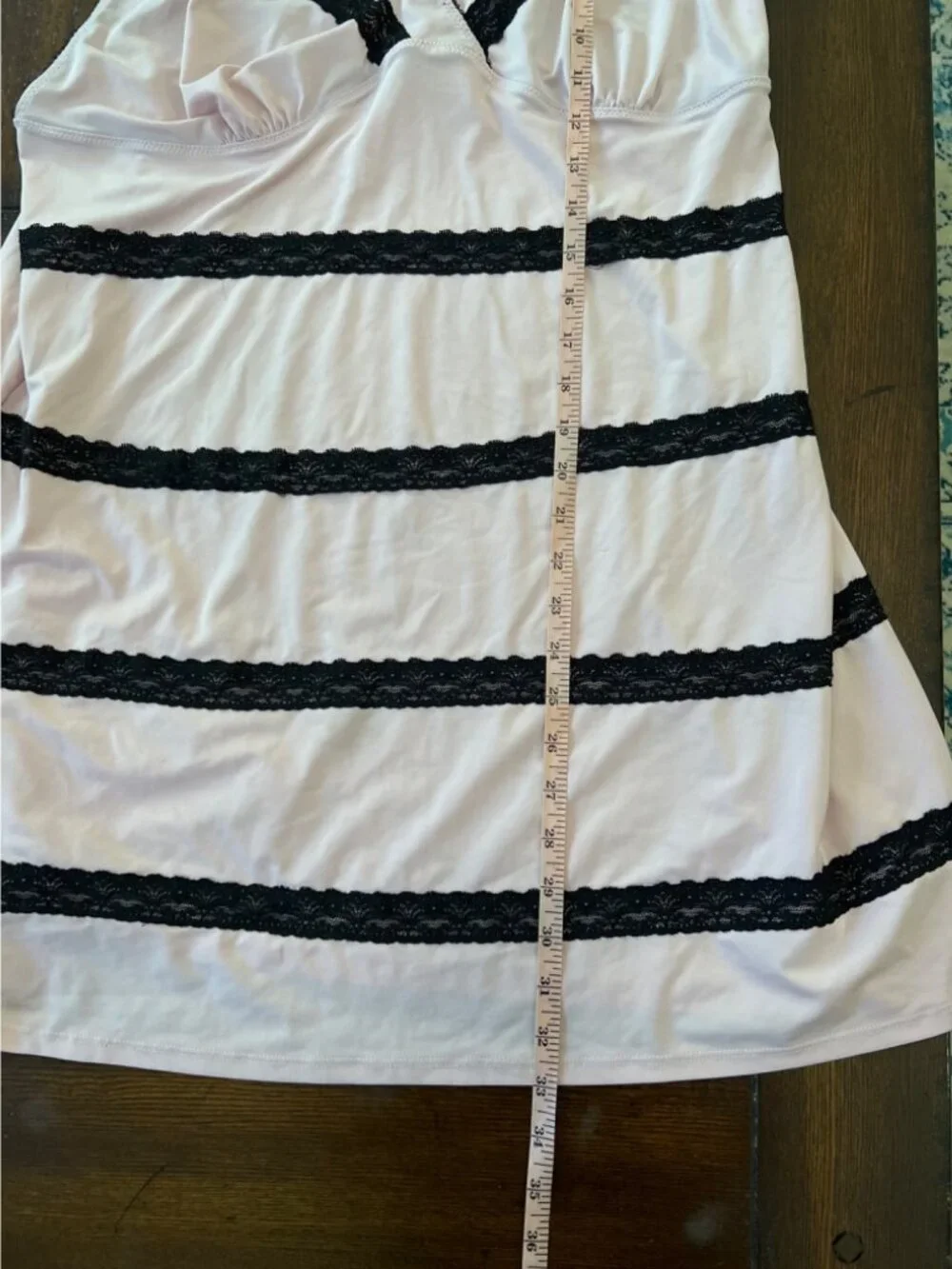 Avenue Body Pink Black Lace Striped Stretch Chemise Ballletcore Nightgown  22/24 - Picture 7 of 7